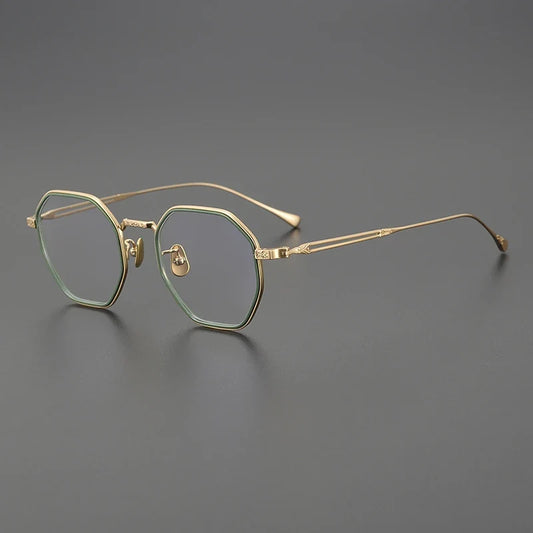 Gafas geométricas de titanio azul japonés
