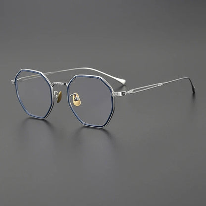 
Gafas geométricas de titanio azul japonés - Imagen 2