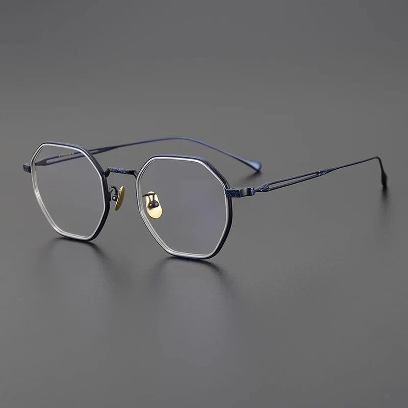 
Gafas geométricas de titanio azul japonés