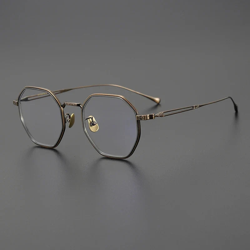 
Gafas geométricas de titanio azul japonés - Bronce