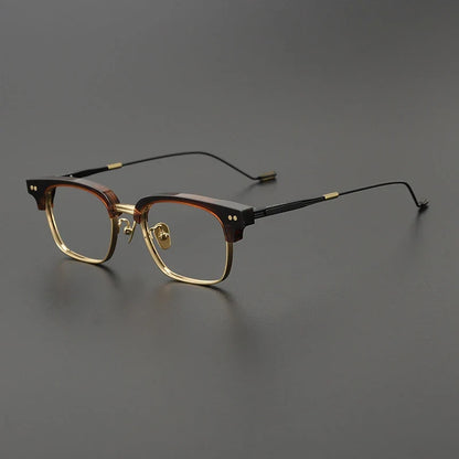 
Gafas cuadradas estilo browline de acetato y titanio coreano