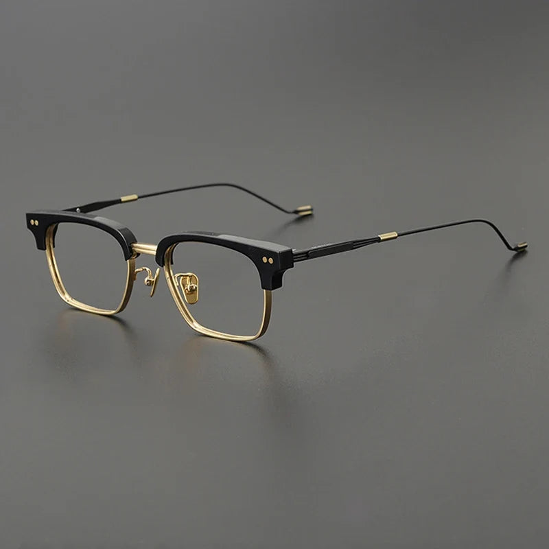
Gafas cuadradas estilo browline de acetato y titanio coreano