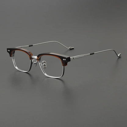 
Gafas cuadradas estilo browline de acetato y titanio coreano - Imagen 3