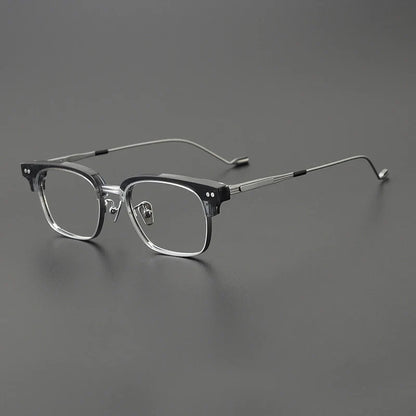 
Gafas cuadradas estilo browline de acetato y titanio coreano - Imagen 5