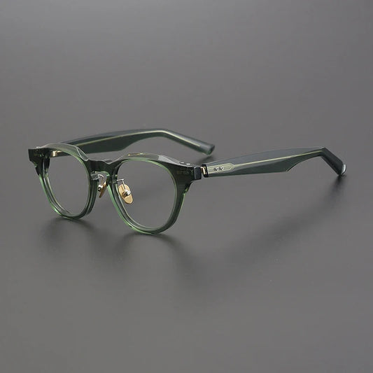 Gafas de acetato japonés estilo panto con puente de cerradura