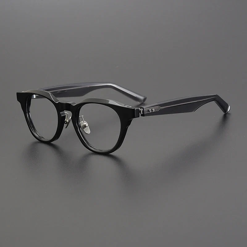 
Gafas de acetato japonés estilo panto con puente de cerradura - Negro