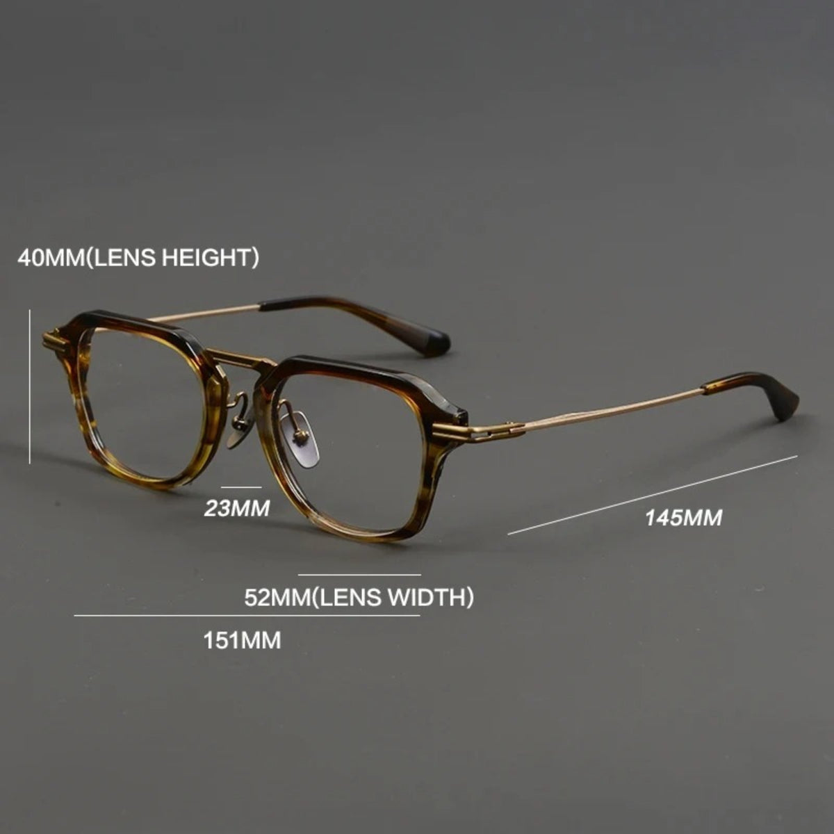 
Gafas cuadradas extragrandes de titanio y acetato
