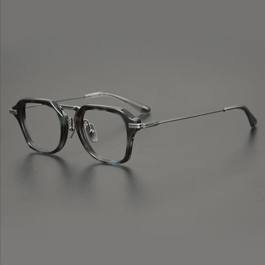 Gafas cuadradas extragrandes de titanio y acetato