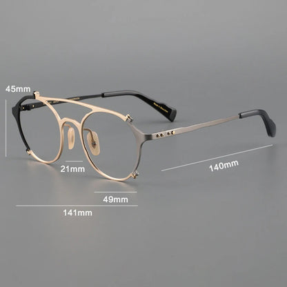 
Gafas de sol tipo aviador con montura browline de titanio japonés - Imagen 6