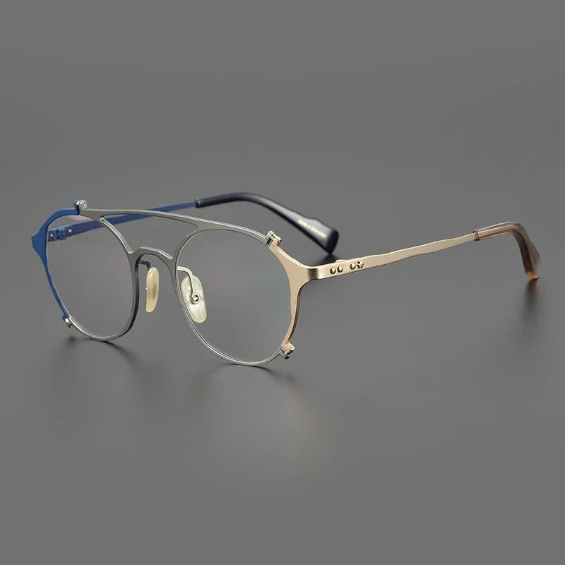 
Gafas de sol tipo aviador con montura browline de titanio japonés - Azul