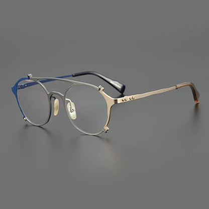 
Gafas de sol tipo aviador con montura browline de titanio japonés