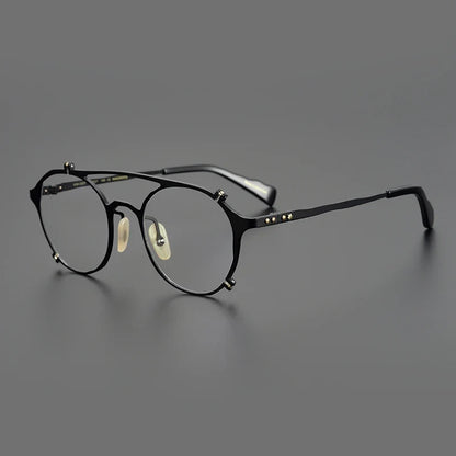 
Gafas de sol tipo aviador con montura browline de titanio japonés - Imagen 3