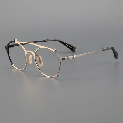 
Gafas de sol tipo aviador con montura browline de titanio japonés - Imagen 5