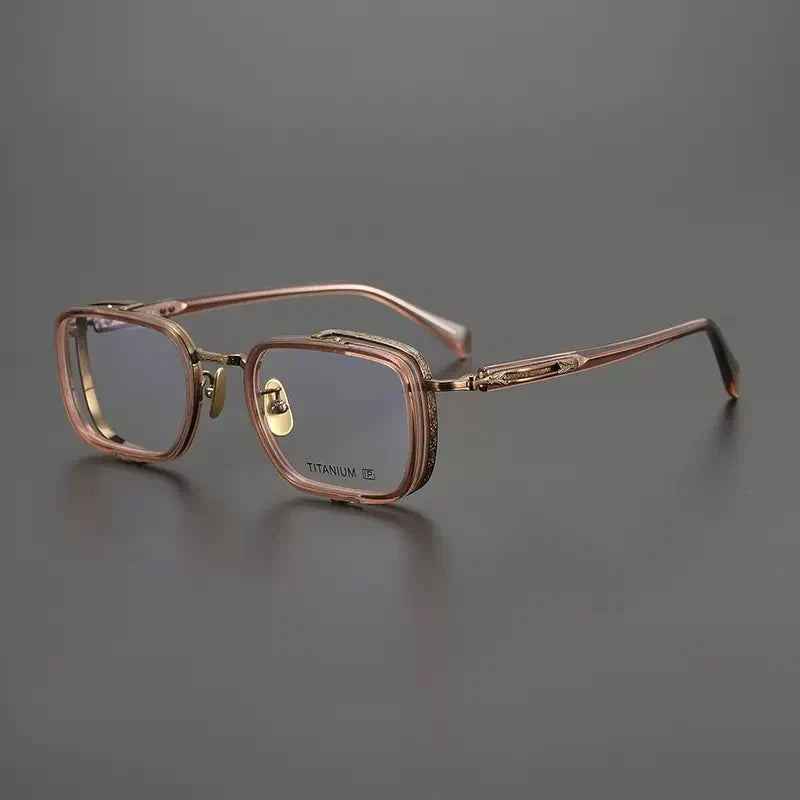 
Gafas cuadradas de cristal en acetato y titanio - Bronce