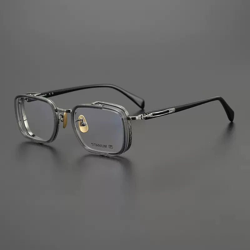 
Gafas cuadradas de cristal en acetato y titanio - Gris