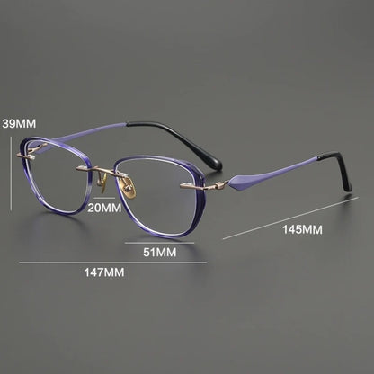 
Gafas de ojo de gato de titanio con estampado de carey - Imagen 5
