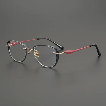 
Gafas de ojo de gato de titanio con estampado de carey - Imagen 3