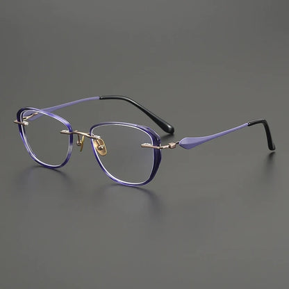 
Gafas de ojo de gato de titanio con estampado de carey - Imagen 4