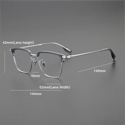 
Gafas cuadradas estilo Browline de titanio coreano - Imagen 5