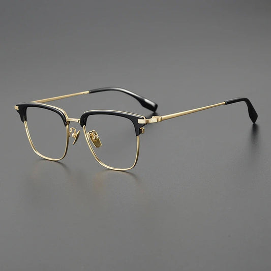 Gafas cuadradas estilo Browline de titanio coreano