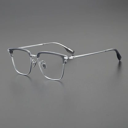 
Gafas cuadradas estilo Browline de titanio coreano - Imagen 2
