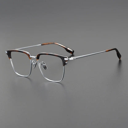 
Gafas cuadradas estilo Browline de titanio coreano - Imagen 3