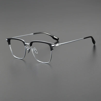 
Gafas cuadradas estilo Browline de titanio coreano - Imagen 4