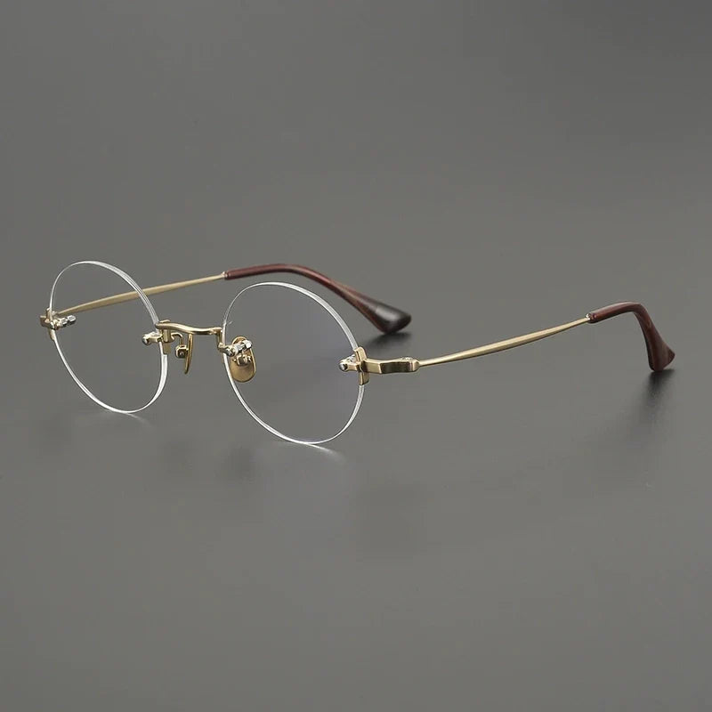 
Gafas redondas al aire de  titanio hechas a mano - Oro