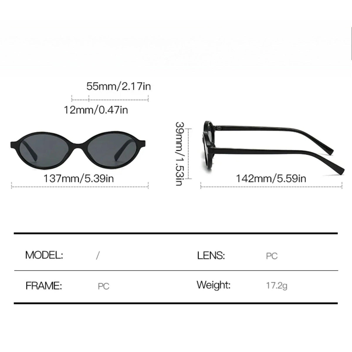 
Gafas de sol ovaladas pequeñas de policarbonato con protección UV400
