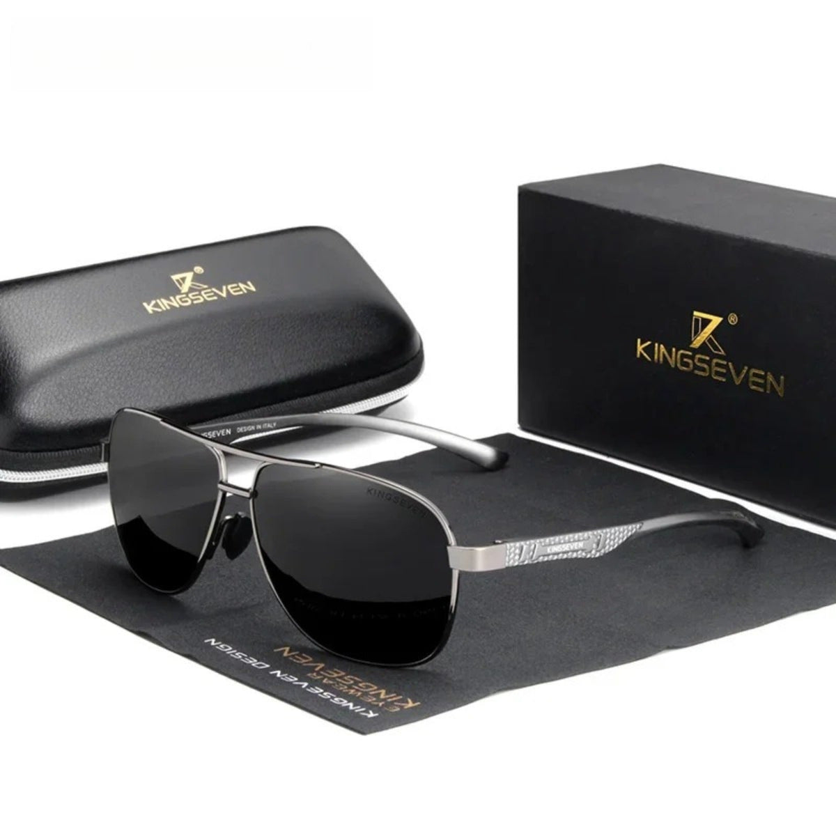 
Gafas de sol polarizadas de aluminio tipo piloto con protección UV400 - Gris metálico