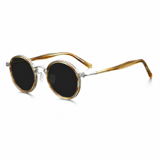 Gafas de sol redondas vintage polarizadas con protección UV400 y detalle de titanio