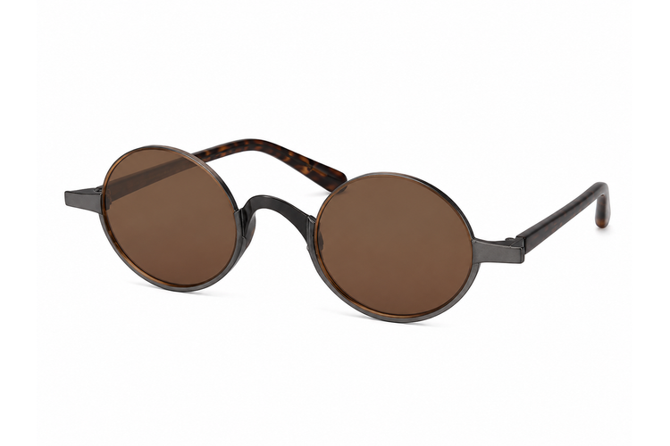
Gafas de sol ovaladas retro polarizadas | Titanio puro | Marrón oscuro - Imagen 2