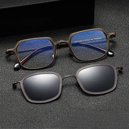 
Gafas cuadradas de titanio con clip magnético - Imagen 3