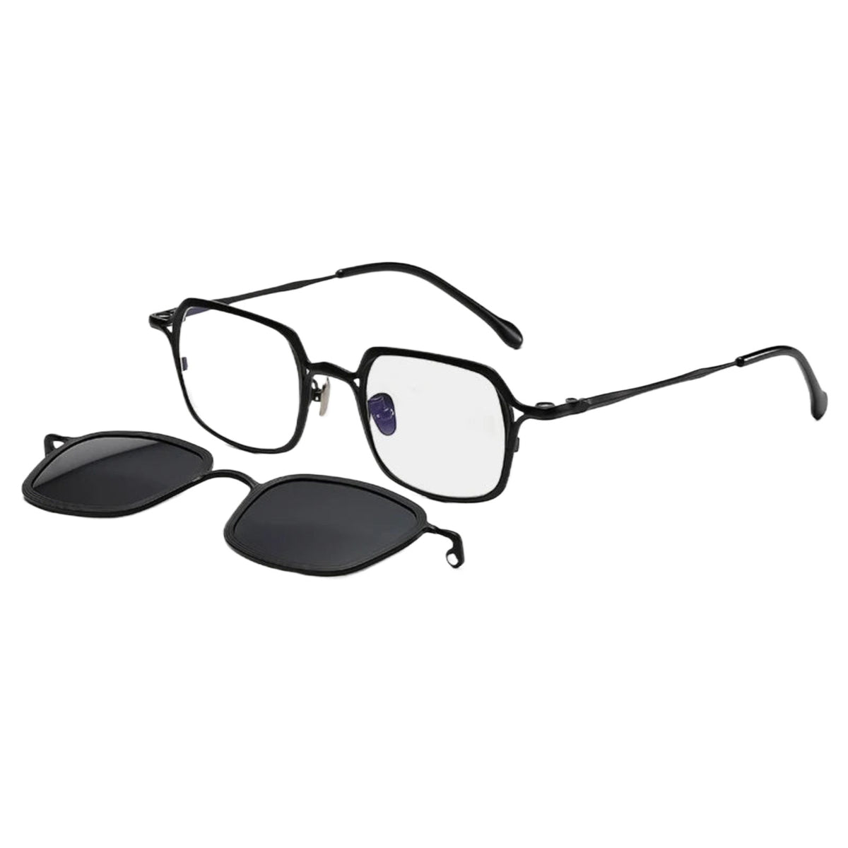 
Gafas cuadradas de titanio con clip magnético
