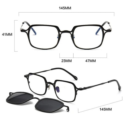 
Gafas cuadradas de titanio con clip magnético - Imagen 5