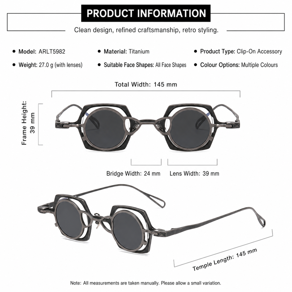 
Gafas 2 en 1 de titanio puro con clip magnético y lente solar polarizada - Imagen 10