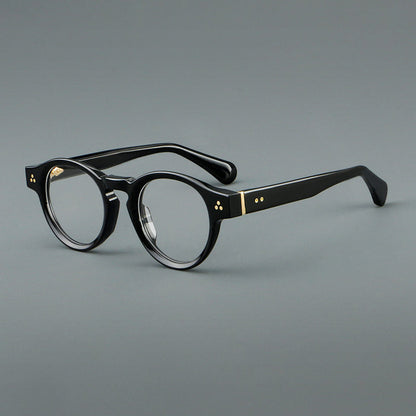 
Monturas de gafas vintage redondas de acetato con puente de cerradura y varillas anchas