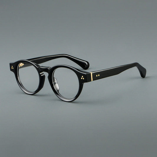 Monturas de gafas vintage redondas de acetato con puente de cerradura y varillas anchas
