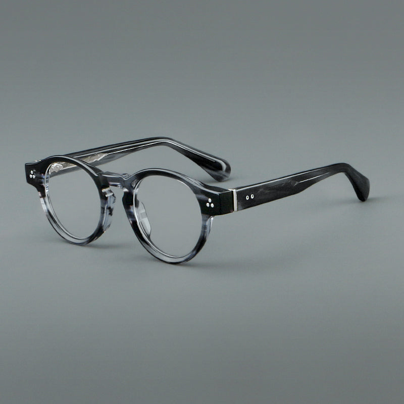 
Monturas de gafas vintage redondas de acetato con puente de cerradura y varillas anchas