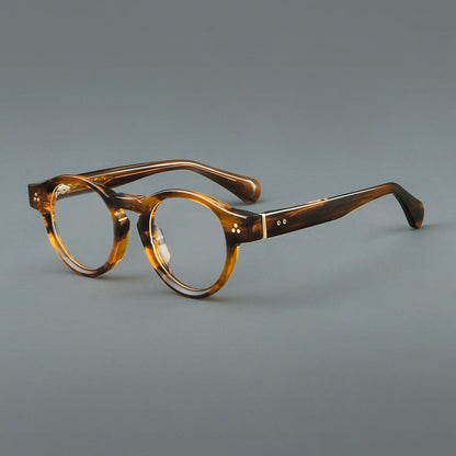 
Monturas de gafas vintage redondas de acetato con puente de cerradura y varillas anchas - Imagen 3