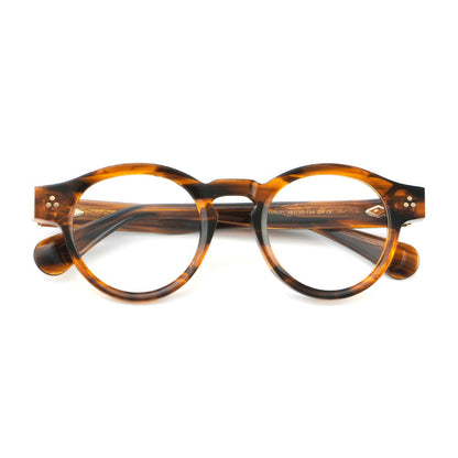 
Monturas de gafas vintage redondas de acetato con puente de cerradura y varillas anchas - Imagen 4
