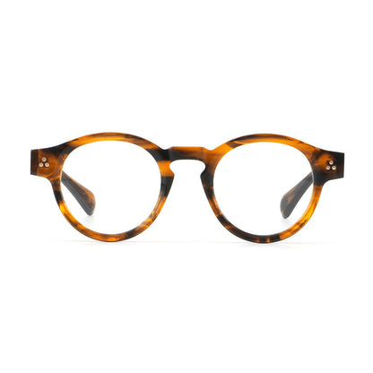 
Monturas de gafas vintage redondas de acetato con puente de cerradura y varillas anchas - Imagen 5