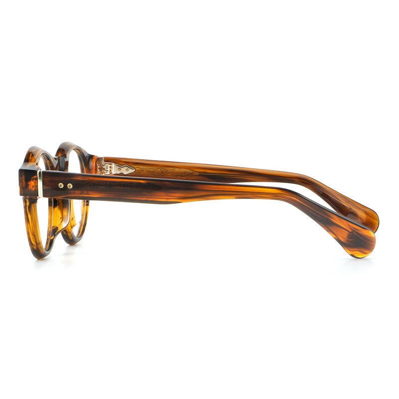 
Monturas de gafas vintage redondas de acetato con puente de cerradura y varillas anchas - Imagen 6