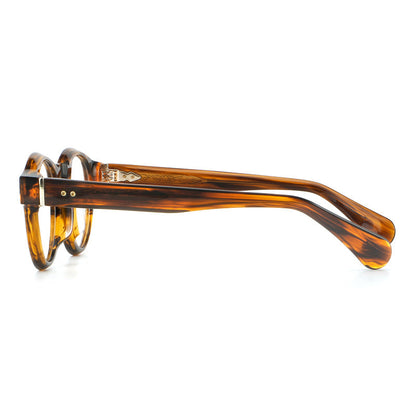 
Monturas de gafas vintage redondas de acetato con puente de cerradura y varillas anchas - Imagen 6