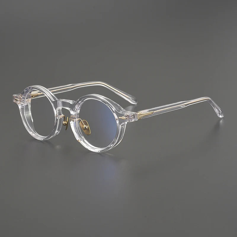 
Montura de gafas redondas retro de acetato con línea de cejas y almohadillas nasales esculpidas