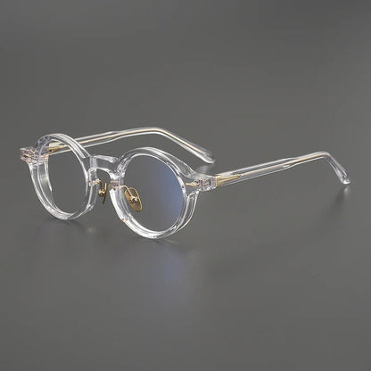 
Montura de gafas redondas retro de acetato con línea de cejas y almohadillas nasales esculpidas - Imagen 2