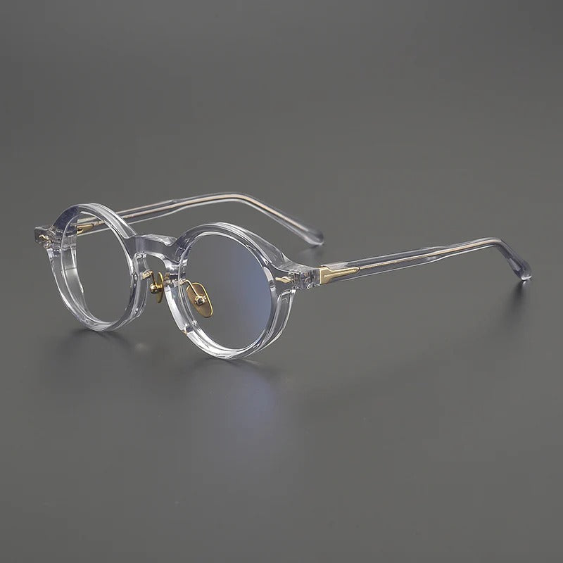 
Montura de gafas redondas retro de acetato con línea de cejas y almohadillas nasales esculpidas - Gris Translúcido