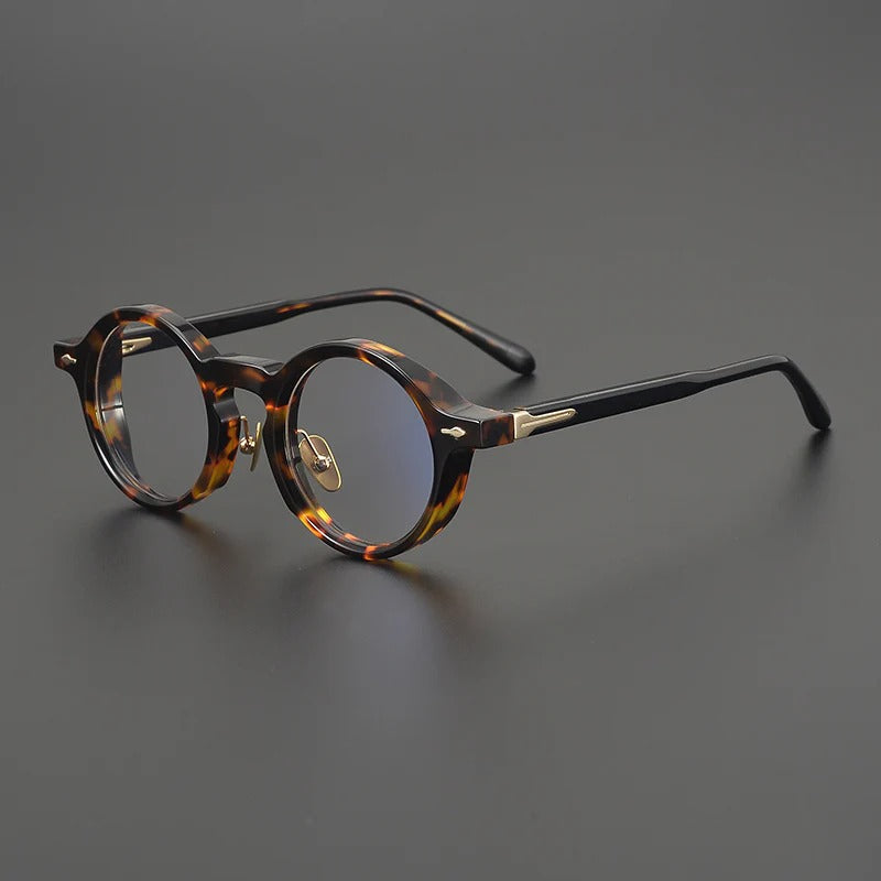 
Montura de gafas redondas retro de acetato con línea de cejas y almohadillas nasales esculpidas