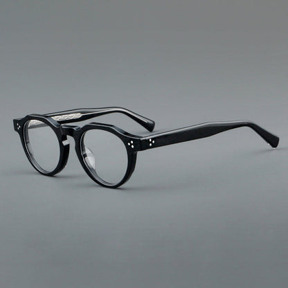 
Montura de gafas vintage redondas de acetato con puente de cerradura y detalle de tres remaches - Imagen 3