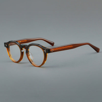 
Montura de gafas vintage redondas de acetato con puente de cerradura y detalle de tres remaches - Imagen 4